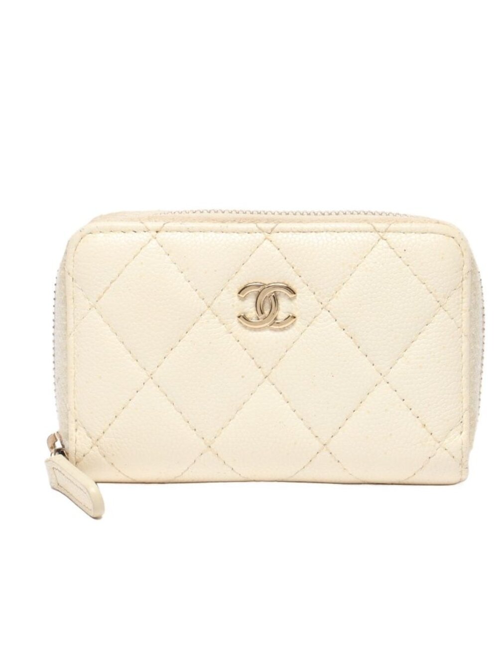 Chanel Coin Purse Gold Caviar Leather Quilted CC Logo